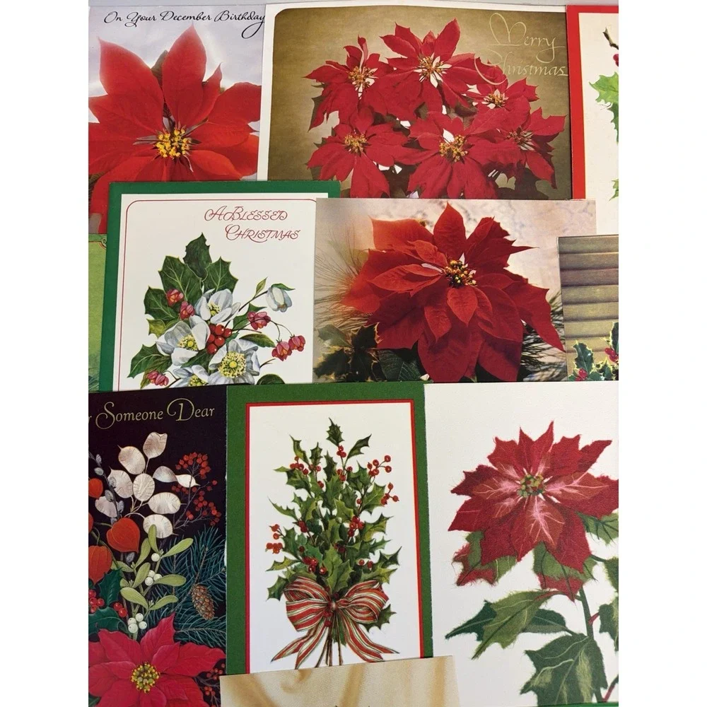 Vintage Christmas Cards Fronts ONLY Greenery Trees Wreaths Scrapbook Crafts 50+